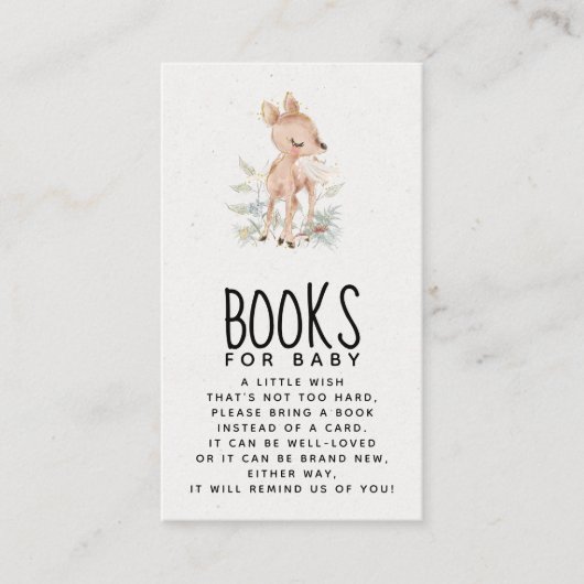 鹿の赤ちゃんシャワーブックベビー囲いカード エンクロージャーカード (正面)