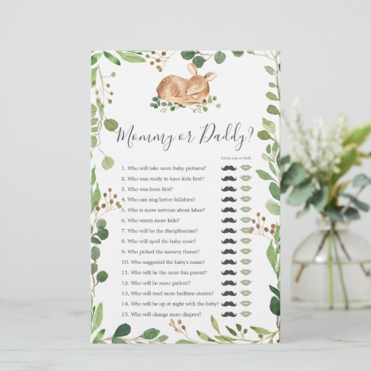 鹿の赤ちゃんシャワーママまたはパパのゲーム (スタンド正面)