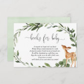 鹿の赤ちゃんシャワーユーカリ緑の本のリクエスト エンクロージャーカード (正面/裏面)