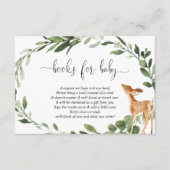 鹿の赤ちゃんシャワーユーカリ緑の本のリクエスト エンクロージャーカード (正面)