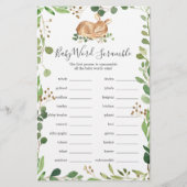 鹿の赤ちゃんシャワーワードスクランブルゲーム (正面)