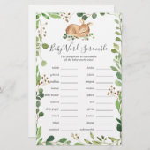 鹿の赤ちゃんシャワーワードスクランブルゲーム (正面/裏面)