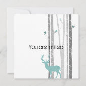 鹿の赤ちゃんシャワー付き木 招待状 (正面)