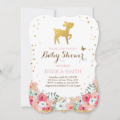鹿の赤ちゃんシャワー招待ウッドランドガールフローラ 招待状 (正面)
