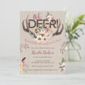 鹿の赤ちゃんシャワー招待状-〔雄ジカの〕枝角招待状ガール 招待状 (スタンド正面)
