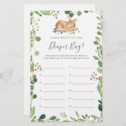 鹿の赤ちゃんシャワー推測おむつバッグ (正面/裏面)