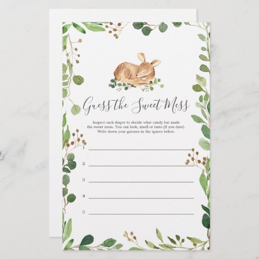 鹿の赤ちゃんシャワー甘い混乱を推測 (正面/裏面)