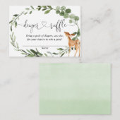 鹿の赤ちゃんシャワー緑おむつラッフルカード エンクロージャーカード (正面/裏面)