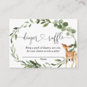 鹿の赤ちゃんシャワー緑おむつラッフルカード エンクロージャーカード (正面)
