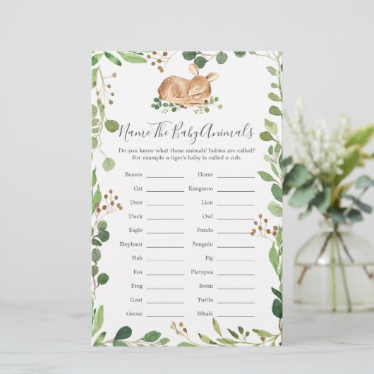 鹿の赤ちゃんシャワー赤ちゃん動物の名前 (スタンド正面)