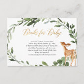 鹿の赤ちゃんシャワー金ゴールド緑の本の要求の挿入 エンクロージャーカード (正面)