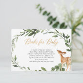 鹿の赤ちゃんシャワー金ゴールド緑の本の要求の挿入 エンクロージャーカード (スタンド正面)