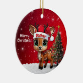 🎄鹿の赤ちゃん、子鹿、雌鹿、トナカイ🦌 メリークリスマス セラミックオーナメント (右)