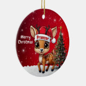 🎄鹿の赤ちゃん、子鹿、雌鹿、トナカイ🦌 メリークリスマス セラミックオーナメント (右)