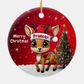 🎄鹿の赤ちゃん、子鹿、雌鹿、トナカイ🦌 メリークリスマス セラミックオーナメント (裏面)