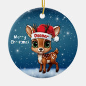 🎄鹿の赤ちゃん、子鹿、雌鹿、トナカイ🦌 メリークリスマス セラミックオーナメント (正面)