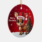 🎄鹿の赤ちゃん、子鹿、雌鹿、トナカイ🦌 メリークリスマス セラミックオーナメント (右)