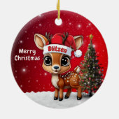 🎄鹿の赤ちゃん、子鹿、雌鹿、トナカイ🦌 メリークリスマス セラミックオーナメント (裏面)