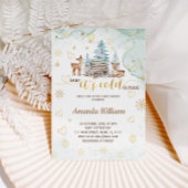 鹿の赤ちゃん 寒いよ 外 水彩画 ベビーシャワー 招待状