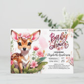 鹿の赤ん坊の女の子のシャワーの森 招待状 (スタンド正面)