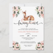 鹿の赤ん坊シャワー水彩植物上に卵を産む 招待状 (正面)