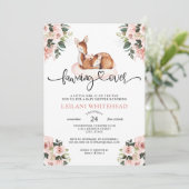鹿の赤ん坊シャワー水彩植物上に卵を産む 招待状 (スタンド正面)