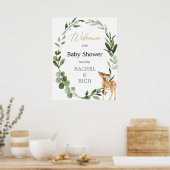 鹿の赤男女兼用ちゃんシャワー歓迎サイン ポスター (キッチン)