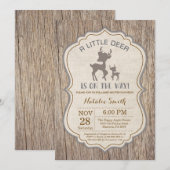 鹿の赤素朴ちゃんシャワー招待状 招待状 (正面/裏面)