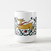 鹿の走フローラの葉 コーヒーマグカップ (中央)