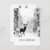 鹿の退職 大人の鹿 アート 招待状 (正面/裏面)