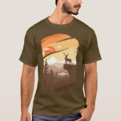 鹿の野生動物のグラフィックブラウン Tシャツ (正面)