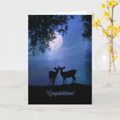 鹿の野生動物 おめでとう かわいい 結婚式 カード (黄色い花)