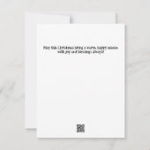 鹿の雪と赤ポインセチアのクリスマスフラットカード ノートカード (裏面)