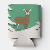 鹿の雪の冬のシーンパインツリー 缶クーラー (裏面)