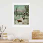 鹿の雪景色 ポスター (キッチン)