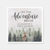 鹿の霧の松の森の冒険ベビーシャワー スタンダードカクテルナプキン (正面)