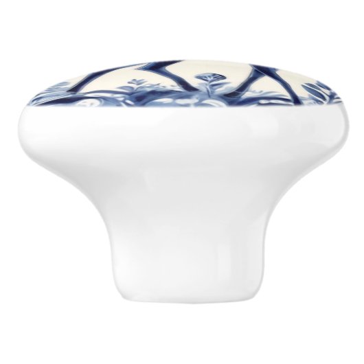 鹿の青と白の森のフォーク動物アート セラミックノブ (側面)