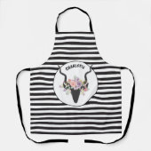 鹿の頭とバラ パーソナライズされた エプロン (正面)