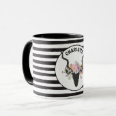 鹿の頭とバラ パーソナライズされた マグカップ (正面左)