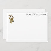 鹿の頭と小さな〔雄ジカの〕枝角#1 ノートカード (正面/裏面)