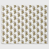 鹿の頭と小さな〔雄ジカの〕枝角#1 ラッピングペーパー (フラット)