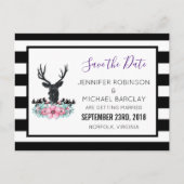 鹿の頭と花と山の保存日付 案内ポストカード (正面)