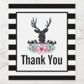 鹿の頭と花&山ありがとう ワインラベル (シングルラベル)