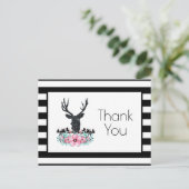 鹿の頭と花&山パーティーありがとう ポストカード (スタンド正面)