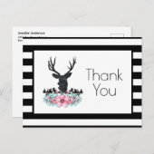 鹿の頭と花&山パーティーありがとう ポストカード (正面/裏面)