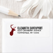 鹿の頭と〔雄ジカの〕枝角素朴- Red Plaid ラベル (インサイチュ)