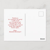 鹿の頭と〔雄ジカの〕枝角赤い格子付き素朴ありがとう ポストカード (裏面)