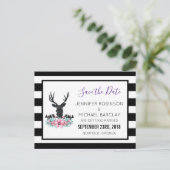 鹿の頭に花と山のSave the Date 案内ポストカード (スタンド正面)