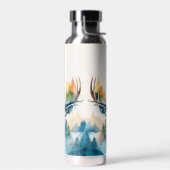 鹿の頭に〔雄ジカの〕枝角と森の木 ウォーターボトル (左面)