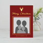 鹿の頭のシルエッカスタムト（赤に写真付） 箔シーズンカード (立ち正面)